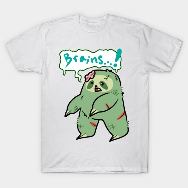 Zombie Sloth - Brains! T-Shirt by saradaboru